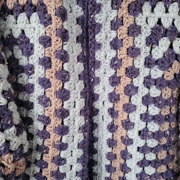Vintage Purple and Pink Crochet Cardigan - Picture 6 of 9